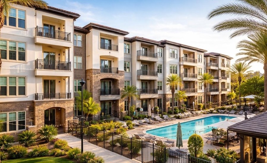 Modern multifamily apartment buildings